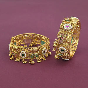 Beautiful Designer Antique Heritage <b>Bangles</b> With Matte Gold Plating 231510 - Product Image 1