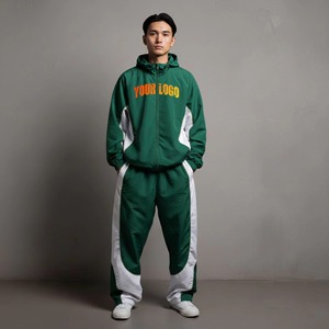 Breathable Plus Size Hooded Casual Men's Acid Wash <b>Tracksuit</b> Winter Printed Lightweight 100% Cotton Windproof Unisex Set - Product Image 1