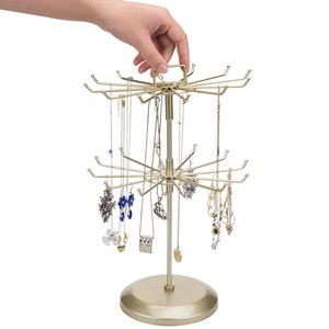 Présentoir à bijoux rotatif avec crochets carrousel à 360 degrés, support multicouche pour colliers, présentoir élégant pour coiffeuse - Product Image 6