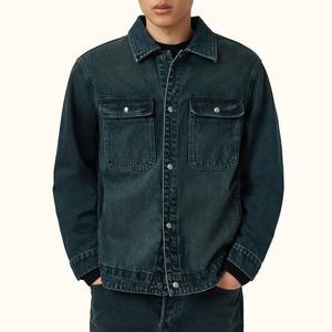 New Design <b>Long</b> Sleeve Washed Denim <b>Jackets</b> <b>Men</b> Fit Front Pockets Buttons Jean <b>Jackets</b> Online - Product Image 2