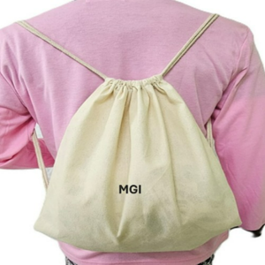 Men's High-Quality Reusable Eco-Friendly Beige Cotton <b>Drawstring</b> <b>Backpack</b> Bag Lightweight Softback for Travel Gym Daily Use - Product Image 1