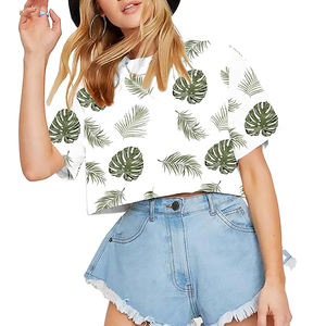 Camiseta básica de algodón de verano para mujer, de manga corta, cuello redondo, ajuste ceñido, estilo casual, top corto para mujer, al por mayor, 2026 - Product Image 3