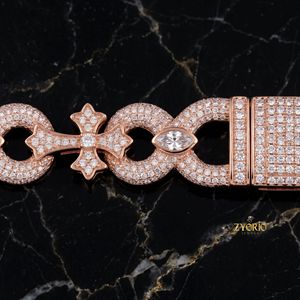 Luxury Rose Gold Iced Out <b>Cross</b> Link <b>Chain</b> Necklace for Men Women CZ Diamond Statement Hip Hop Jewelry Fashion Necklace - Product Image 4