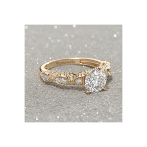 Anillo de Compromiso con Diamante Creado en Laboratorio, Oro de 14K, Corte Redondo, Estilo Vintage, Fábrica de Joyería OEM ODM - Product Image 1