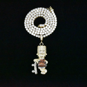 Mens Hip Hop Skateboard Cartoon Pendant Necklace <b>Iced</b> <b>Out</b> Bling Crystal <b>Chain</b> Streetwear Moissanite Jewelry Gift For Accessories - Product Image 4