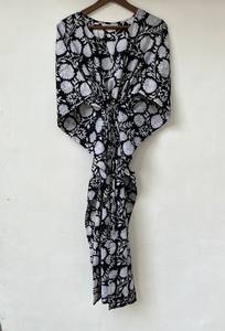 Vestido Kaftan Casual de Verano sin Mangas con Estampado Floral Tropical Digital, de Algodón, para Mujer, Islas del Pacífico Asiático - Product Image 4