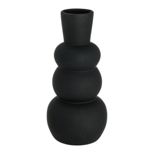 Admirable Minimalist Black Metal Tabletop <b>Vase</b> With Wide Mouth And Stackable Sphere Design - Product Image 1
