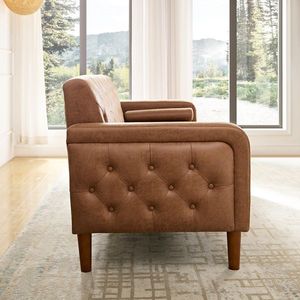 Divano Letto in Pelle PU Robusto e Durevole, Comodo con Braccioli Arrotolati, Componibile per Soggiorno e Salotto - Product Image 5