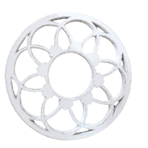 Cadre mural mandala en bois de manguier blanc fait main, art mural décoratif rond sculpté pour salon, chambre, couloir, décoration intérieure - Product Image 1