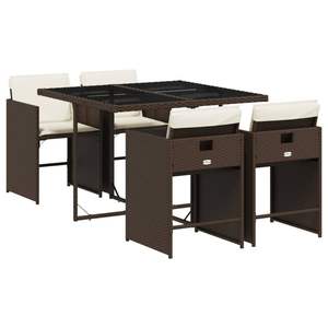 Juego de 5 Piezas de Muebles de Jardín Plegables de Ratán Sintético Marrón para Comer al Aire Libre - Product Image 2