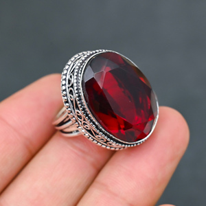 Gorgeous Hot Selling Trendy Modern Red <b>Garnet</b> Gemstone <b>Ring</b> Solid 925 Sterling <b>Silver</b> Handmade Jewelry Wholesale Factory - Product Image 1
