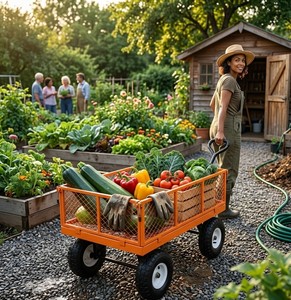 Chariot de jardin robuste de 1000 lb avec côtés en maille amovibles, chariot de jardin en acier, chariot de pelouse, chariot de jardin ODGGAD008 - Product Image 1