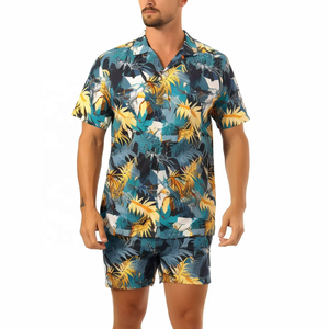Conjunto de Camisa y Pantalones Cortos para Hombre, Estampado Floral Digital 3D, Estilo Hawaiano, Casual, Holgado, Transpirable, para la Playa - Product Image 4