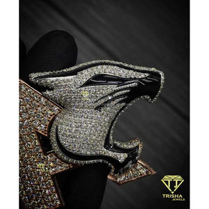 Luxury Panther Letter Pendant Moissanite GIA Certified 925 Sterling <b>Silver</b> Gold Plated <b>Initial</b> <b>Necklace</b> Animal Head Hip Hop - Product Image 3