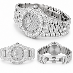 Classic White Tone Moissanite <b>Square</b> Watch Fully Iced Hip Hop Bling VVS Quartz Movement Luxury Stainless Steel Alloy Sapphire - Product Image 6