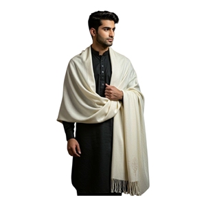 Men's Cashmere Sherwani With Cream <b>Shawl</b> Traditional Indian Pakistani <b>Wedding</b> Attire Floor-Length Regular Fit Winter Wear - Product Image 3
