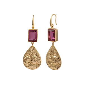 Pendientes Colgantes de Amatista con Textura Martillada y Baño de Oro de 18K para Mujer, por Eljoyero - Product Image 2