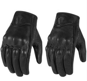 Gants de moto unisexes en cuir véritable blanc, noirs, pour la course sur route, la moto, la protection des poignées, l'été, les activités de plein air, le ski, décontractés - Product Image 1