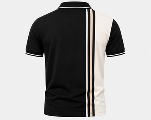 Mens Contrast Panel Polo Shirt Modern Stripe Design Short Sleeve Premium Pique Polo Shirt OEM ODM Supplier - Product Image 2