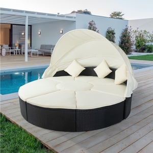 NEW IPRO Premium Outdoor Garden Patio Furniture Modern Design 5-Seater PE <b>Rattan</b> Lounge <b>Corner</b> Set Modular Wicker UV Resistant - Product Image 2