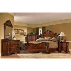 Ensemble de meubles de chambre à coucher en bois massif, sculpté à la main, taille King, moderne, luxueux, élégant, royal, classique, pour la maison, la villa, le mariage - Product Image 1