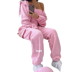 Women Yellow Hooded <b>Tracksuit</b> Full Sleeve Zipper Front Casual Loose Fit Solid Color Cargo Pants Set Spring Breathable Cotton - Product Image 4