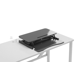 32-Inch Height Adjustable Dual Monitor Laptop <b>Workstation</b> Sit-to-Stand Riser Wide Keyboard Tray Black <b>Computer</b> Desk Converter - Product Image 2