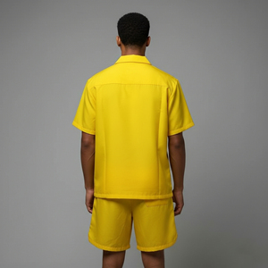 Wholesale 100% Cotton Breathable Men's Short Set Custom Logo Printed Polo T-Shirt Solid Color Plus Size Knee Length 2 Piece - Product Image 2
