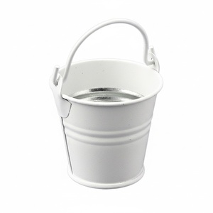 Maceta de Metal Blanca con Asa para Plantas de Interior, Decoración del Hogar, Estilo Rústico, Acabado con Recubrimiento en Polvo - Product Image 1