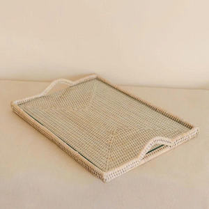 NOUVEAU DESIGN Plateau de service rectangulaire en rotin, naturel, rustique, tissé, écologique, pour la décoration de la maison et de la cuisine, plateau de rangement et de présentation - Product Image 2