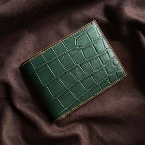 Luxali <b>Men's</b> Luxurious Brand Bifold Wallet Handmade Alligator <b>Leather</b> Customizable Short Size <b>Purse</b> 11.5x9cm - Product Image 1