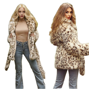 เสื้อโค้ทขนสัตว์เทียมสำหรับผู้หญิง Nesta Sports พร้อมเข็มขัด ลายเสือดาวและเสือชีตาห์ แขนยาว ไซส์ใหญ่ กันลม อุ่นสบาย - Product Image 2