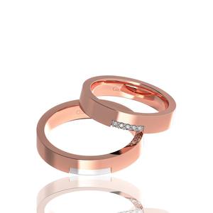 Anillos de Boda de Moissanita Clásicos de Alta Calidad en Oro Amarillo, Oro Rosa y Blanco, Juego de Anillos de Compromiso Glosbe - Product Image 5