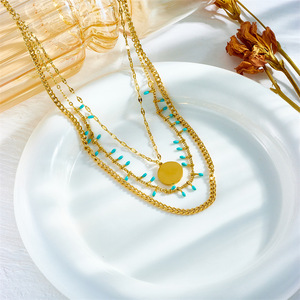 Vintage High-End Ethnic Style Multi-Layer Turquoise Pendant European American Fashion Metal Precision <b>Necklace</b> China Wenchi - Product Image 2