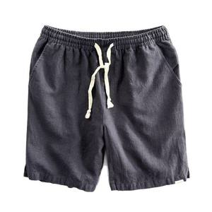 Pantalones Cortos de Verano Ligeros y Transpirables, 100% Algodón Tejido, Estilo Urbano, Color Sólido, Cordón Elástico, Pantalones Casuales Holgados de Playa para Hombre - Product Image 4
