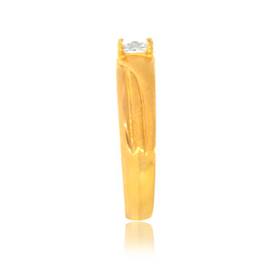 Premium Gold Tone Solitaire <b>Ring</b> with Square Cut Clear <b>Stone</b> and Elegant Raised Shoulder Design <b>for</b> <b>Men</b> - Product Image 2