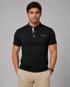 Camisa de Manga Corta Negra para Hombre Vibe Craft Clothing, Camisa Oxford Estampada de Algodón Tejido Transpirable, Diseño Casual Elegante con Logotipo Frontal - Product Image 1