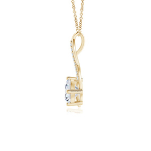 Colgante de Diamante Cultivado en Laboratorio con Corte Cojín Certificado IGI, Diseño Retorcido con Detalles de Diamantes, Oro 10K/14K/18K, Plata 925/935, Regalo para Fiestas - Product Image 4