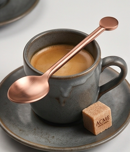 Ensemble de cuillères à thé en cuivre mat, finition PVD cuivre mat en acier inoxydable, design minimaliste, passe au lave-vaisselle, pour restaurant - Product Image 3