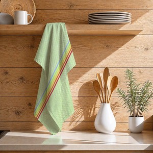 Serviettes de cuisine rayées 100 % coton de haute qualité, taille et couleur personnalisées, motif gaufré, douces, séchage rapide, sans AZO - Product Image 1