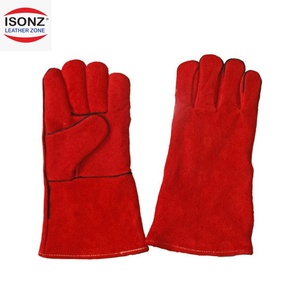 Guantes de Soldadura de Piel Azul con Palma Roja, Resistentes a Cortes y Calor, Ignífugos, para Trabajo Pesado, MIG TIG, Pakistán - Product Image 6