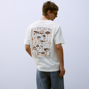 Mens -White Knitted Streetwear T-Shirt Casual Crew Neck Short Sleeve Cotton Tee Eco-Friendly Minimalist <b>Aesthetic</b> - Product Image 2