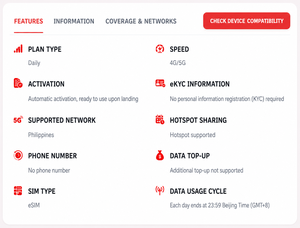 eSIM de voyage Philippines 4G/5G – Activation instantanée par code QR, données mobiles rapides pour les voyageurs internationaux par NionAir - Product Image 2