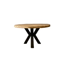 Table à manger ronde moderne en bois massif, faite à la main, 6 places, pieds en bois, design industriel, style farmhouse, pour hôtel, mobilier de salle à manger