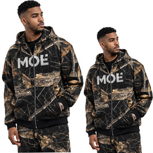 Sweat à capuche zippé camouflage en coton pour homme, style streetwear hip-hop oversize, personnalisable, vente en gros, OEM, sweats à capuche tendance - Product Image 5