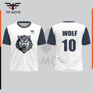 Ensemble d'uniformes de football américain Wolf, blanc et bleu marine, sublimé, col en V, manches courtes, anti-transpiration, antibactérien, respirant, personnalisé - Product Image 6