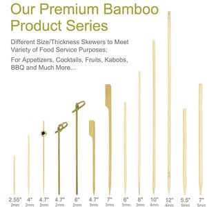 Brochetas de Bambú Premium de 10 Pulgadas, Palitos de Madera Largos de 3mm de Grosor para Asar a la Parrilla y Barbacoa, 100 Unidades - Product Image 3