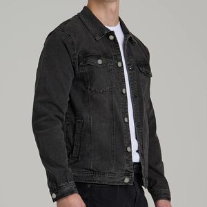 <b>Mens</b> <b>Long</b> Sleeve Denim Jacket Lightweight Blue Jean <b>Coat</b> Customizable Street Style Outerwear for Daily Wear - Product Image 4