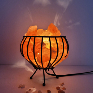 Lampe pyramide décorative en cristal de sel sculpté, couleur naturelle, écologique, avec support en métal et variateur d'intensité réglable pour éclairage intérieur - Product Image 2
