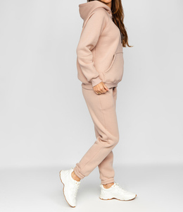 Conjunto Deportivo con Capucha para Mujer, Color Sólido, Manga Larga, Sudadera Informal, Pantalones, 100% Algodón, Transpirable, Ropa de Otoño - Product Image 3
